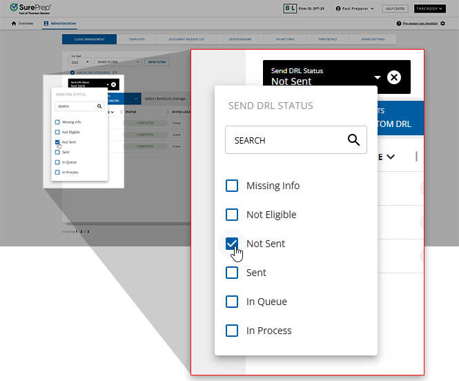 Select a DRL-related filter.