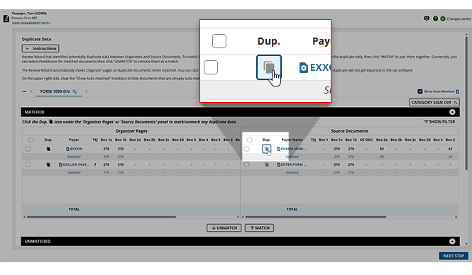 Select the Dup. icon