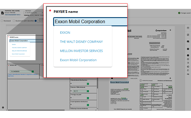 Select from the PAYER'S name field