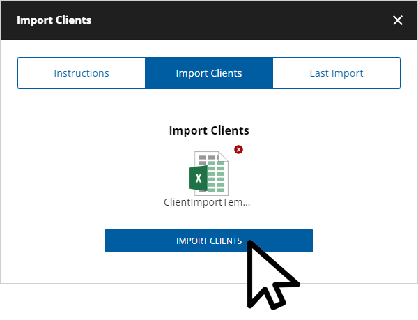 Select IMPORT CLIENTS once the template is uploaded.