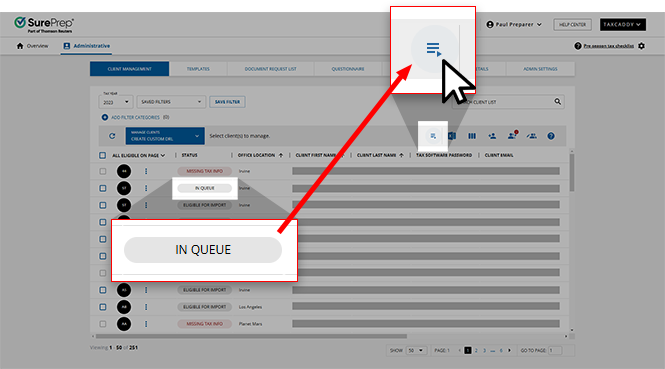 Select the Launch DRL icon from Client Management.