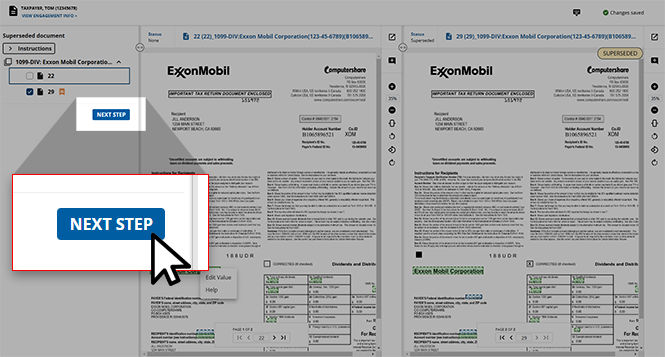 Select NEXT STEP to proceed.