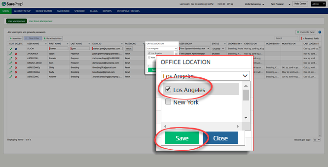 Select the Office Location then select Save.