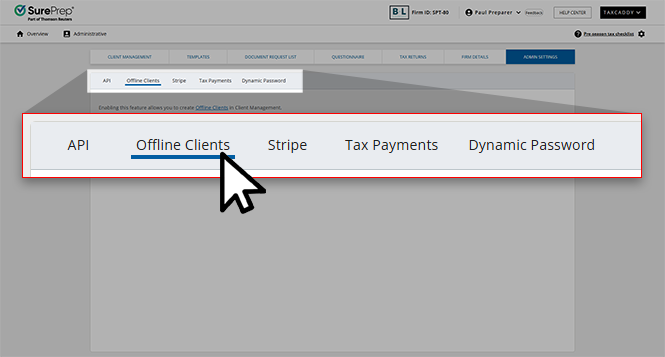 Select the Offline Clients tab.