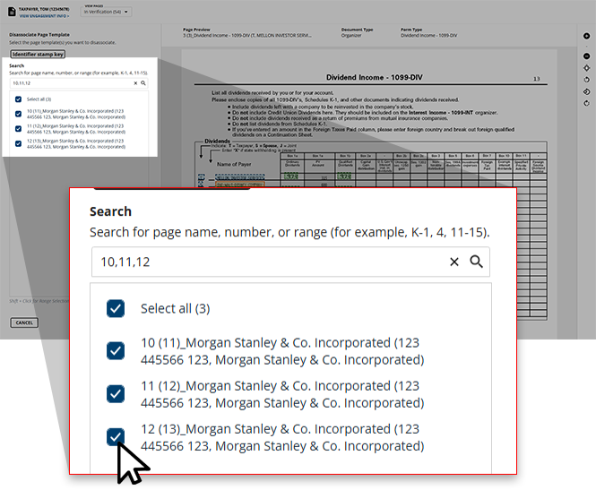 Select page checkboxes to bulk disassociate.