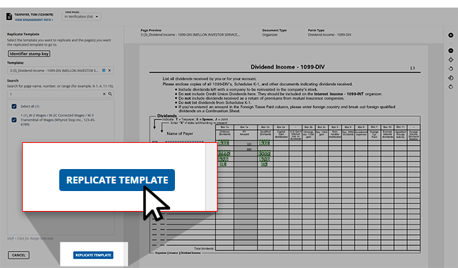 Select REPLICATE TEMPLATE