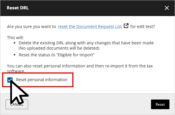 Select the reset DRL checklist.
