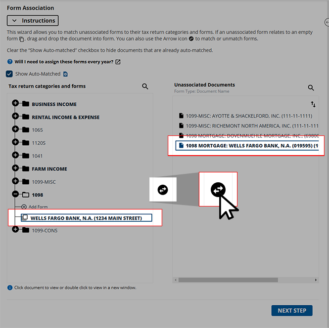 Select the arrow icon
