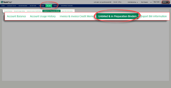 Select Unbilled & In Preparation Binders.