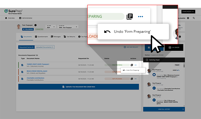 Select Firm Preparing from the document menu.
