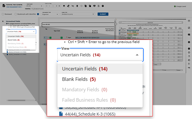 Select from the VIEW dropdown