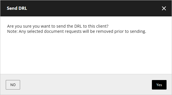 Select yes or no to sent the DRL.