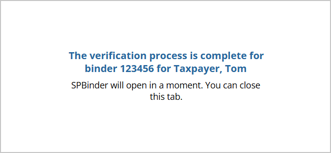 Notification that SPBinder will open in a moment 