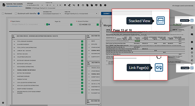 Stacked View and Link Pages icons