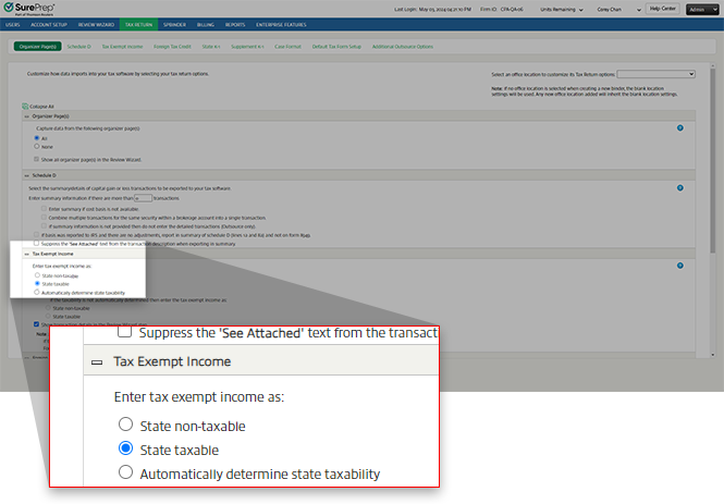 State non-taxable is selected
