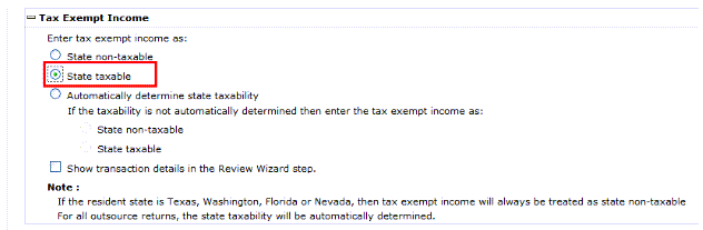 State taxable selected.