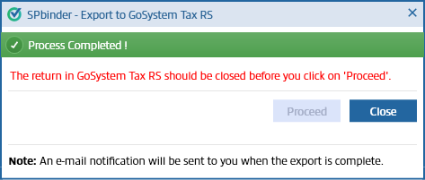 Notification that the process completed