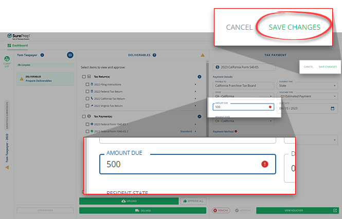 Select SAVE CHANGES after making necessary updates.