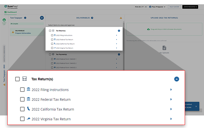 Tax Returns category
