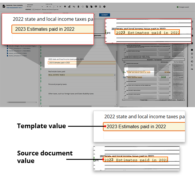 Comparing template to source value