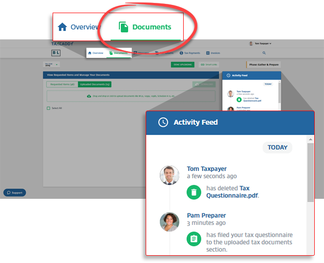 Activity feed logging the deletion of the questionnaire