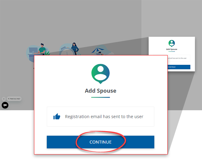 Select CONTINUE after adding a spouse