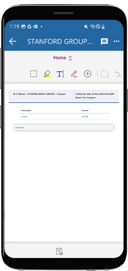 Amount document in the document viewer