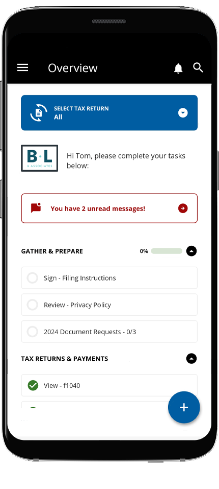 Populated task list on Android