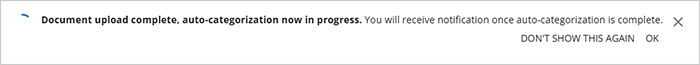 Auto-Categorization in progress notification