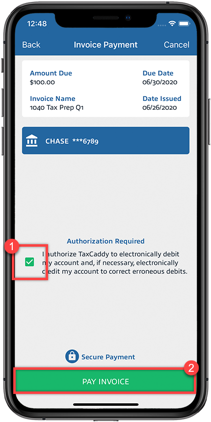 Select the authorization checkbox