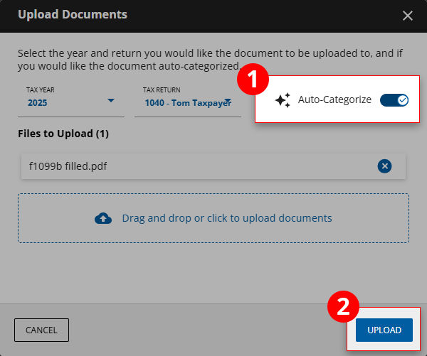 Select the Auto-Categorization then UPLOAD