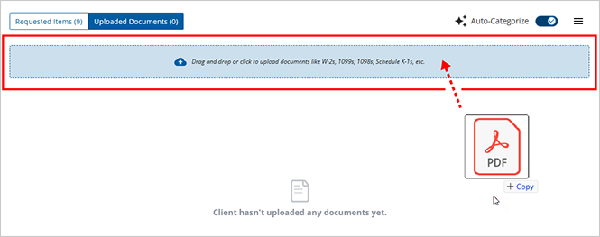 Upload the document to Auto-Categorize