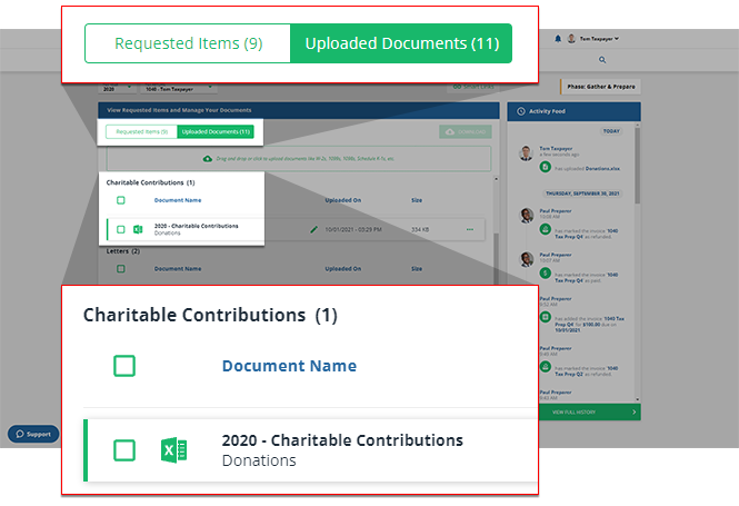 Uploaded Charitable Contributions
