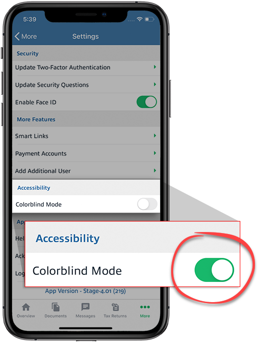 Select the Colorblind Mode toggle