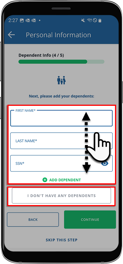 Enter your dependent information