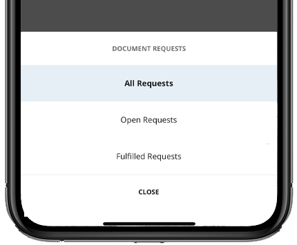 Select a Open Request from the DOCUMENT REQUEST dropdown