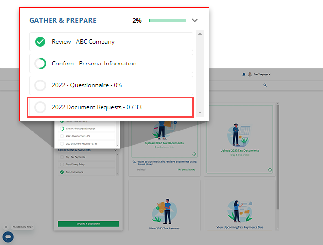 Select Document Requests from the task list