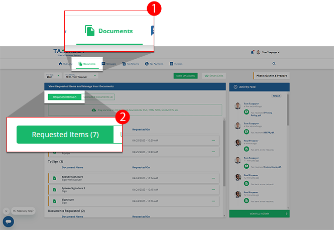 Select Documents then Requested Items