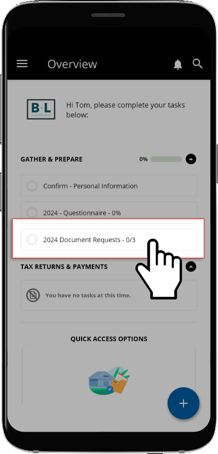 Select Document Requests from the task list