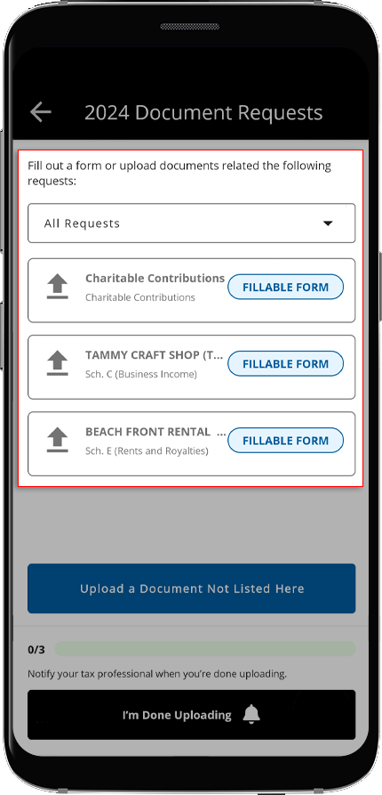List of document requests