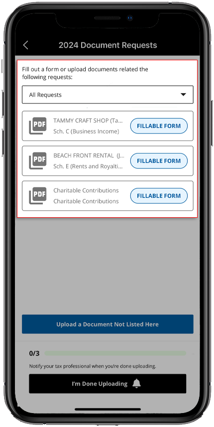 List of document requests