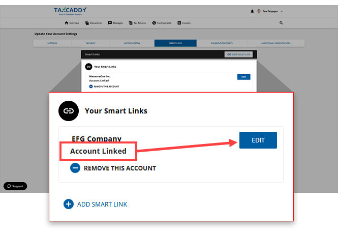 Account Linked Smart Link in Your Smart Links section
