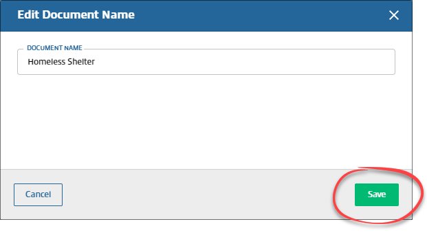 Enter the document's new name then select Save