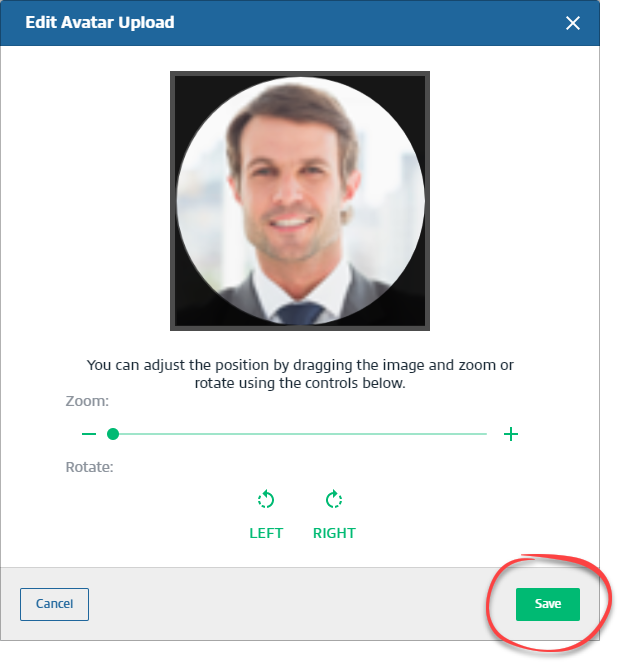 Edit the profile picture, then select Save