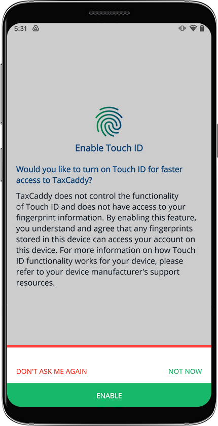 Enable touch ID