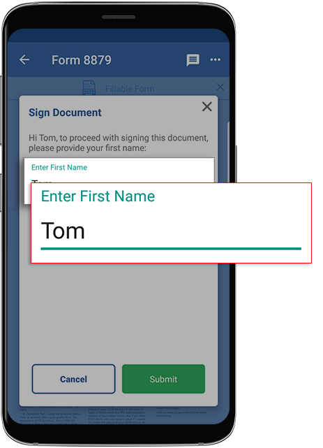 Enter your first name in the provided field