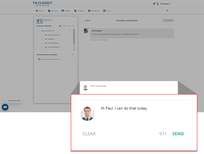 Enter your message in the available field, then select SEND