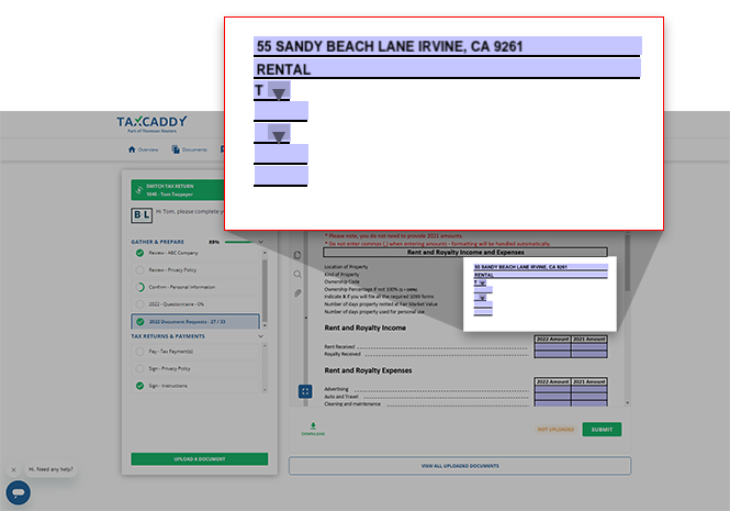 Fillable fields in the document viewer