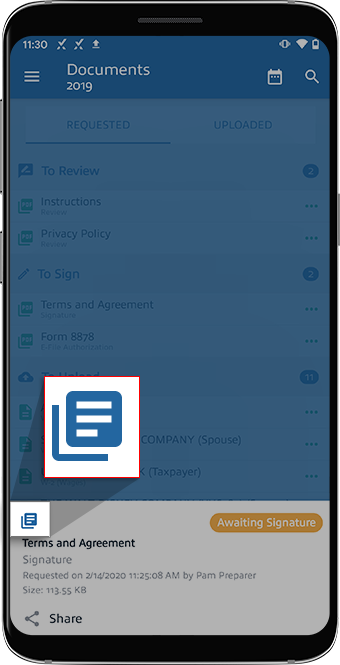 Fillable form icon in request information