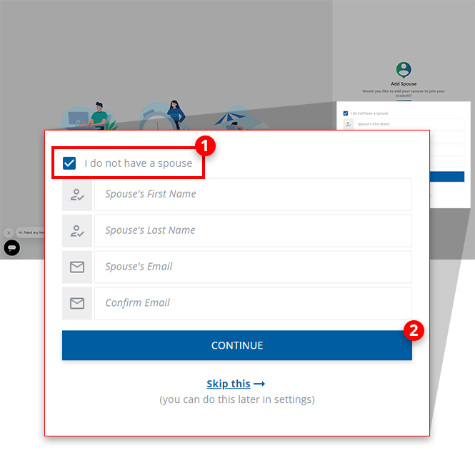 "I do not have a spouse" checkbox